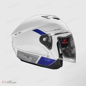 کلاه کاسکت بدون فک فلش مدل 852 glossy blue-white