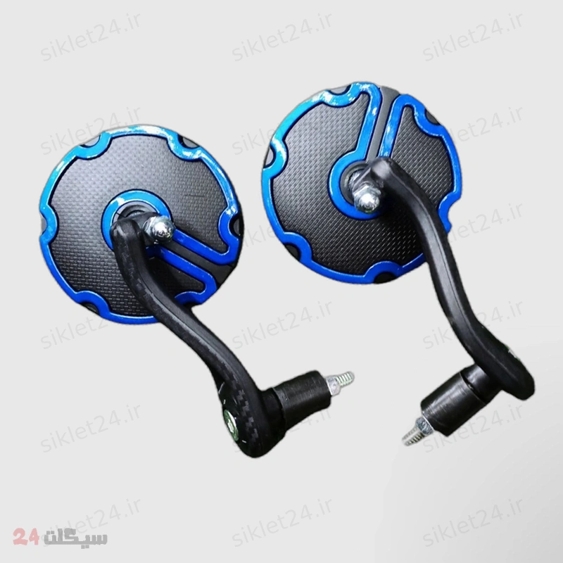 آینه سر فرمان موتور سیکلت طرح کربن BLUE مجموعه 2 عددی